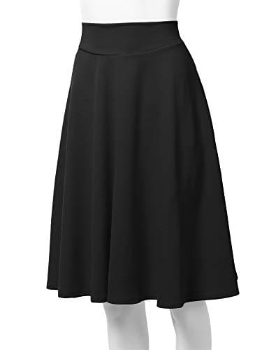 SSOULM Plus Size High Waist Flare Midi Skirt