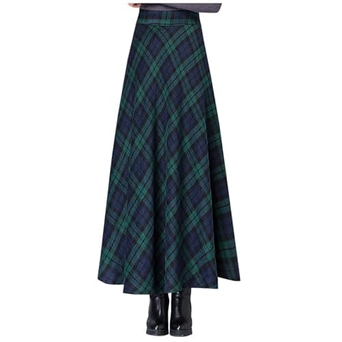 2024 Fall/Winter High Waist Wool Plaid Skirt for Women - Casual and Bodycon — 06 Green