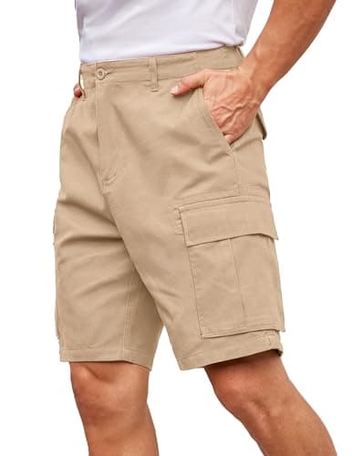 COOFANDY Men's Relaxed Fit Cotton Casual Shorts with Multi Pockets