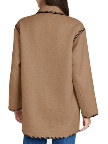 Yousify Women's Warm Wool Pea Coat Mid Length Casual Plus Size