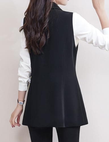 Sleeveless Vest for Women Casual Notch Lapel Slim Fit Blazer Jackets