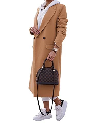 Zwurew Women's Double Breasted Pea Coat Wool Blend Winter Jackets