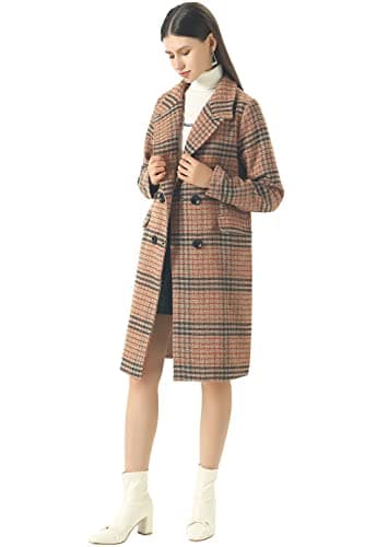 CHARTOU Women's Winter Oversize Woolen Plaid Peacoat Jacket