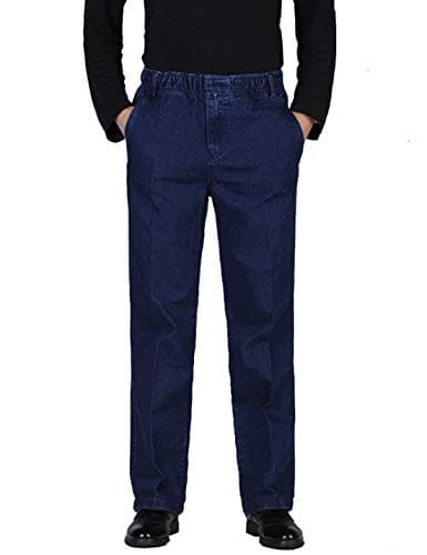 Men's Elastic Waist Denim Jeans for Casual Comfort — #1 Dark Blue