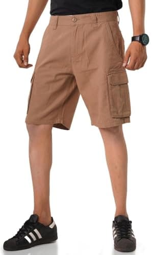 Alamo Men's Regular Fit 100% Cotton Heavy Duty Cargo Shorts — Khaki