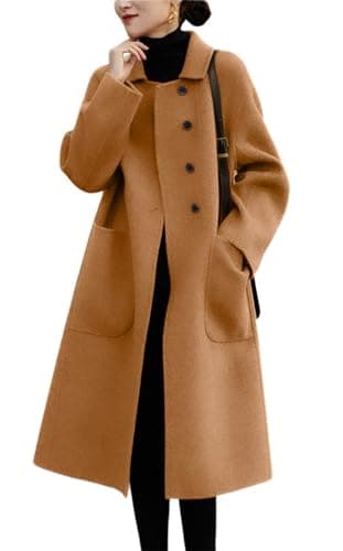 Chouyatou Women's Winter Wool Midi Coat — Camel