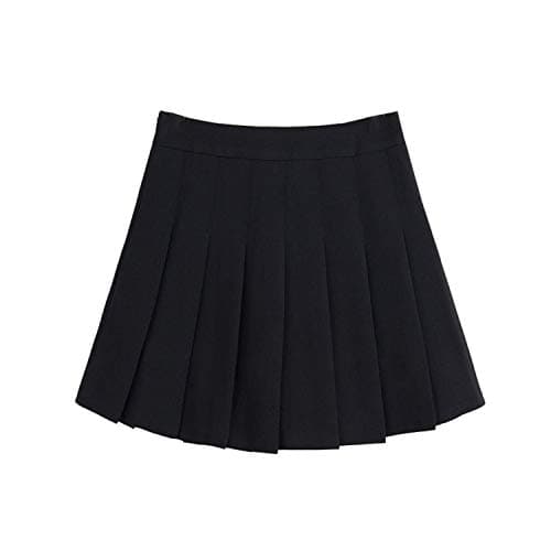 ZHANCHTONG Women's High Waist A-Line Pleated Mini Tennis Skirt — Black