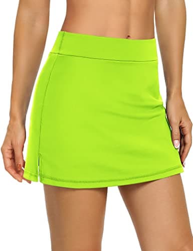 LouKeith Women's Golf Skirts Mini Skorts Summer Workout Shorts with Pockets — Fluorescent Green