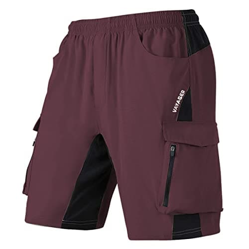 VAYAGER Men's Lightweight Casual Hiking Cargo Shorts Multi Pocket Outdoor Travel Shorts — Claret
