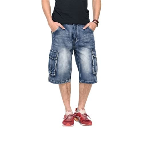 LUOBANIU Men's Classic Denim Shorts Vintage 90s Summer Casual Shorts — 1808-1 Blue