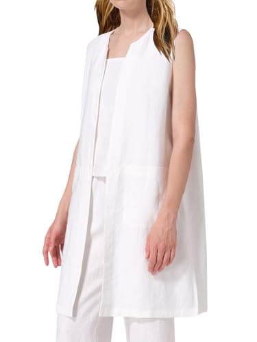 IDEALSANXUN Lightweight Linen Vest for Women Summer Open Front Cardigan