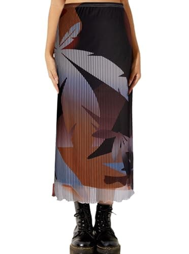 Avanova Bohemian Ditsy Floral Midi Skirt — Brown Lx11