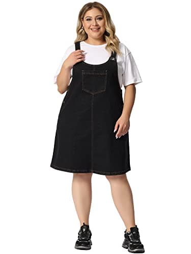 Agnes Orinda Plus Size Women's Denim Overall Bib Dress