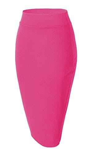 Urban CoCo Women's Stretch Waist Midi Pencil Skirt — Rose