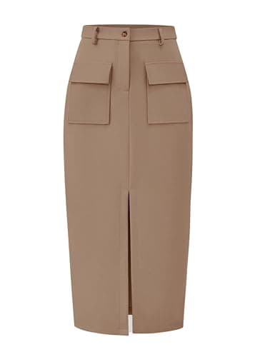 KIRUNDO Women's High-Wasted Cargo Midi Skirt