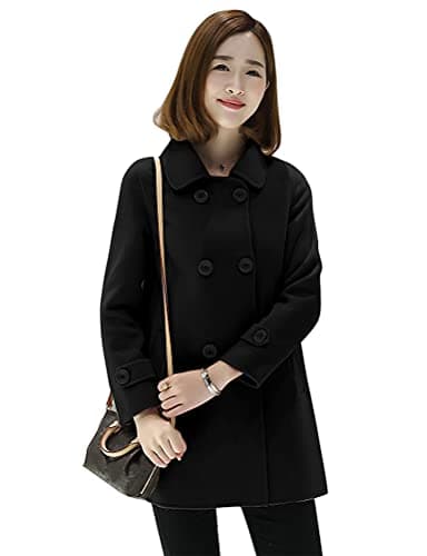 Ylingjun Women's Classic Fit Double Breasted Wool Pea Coat Outwear