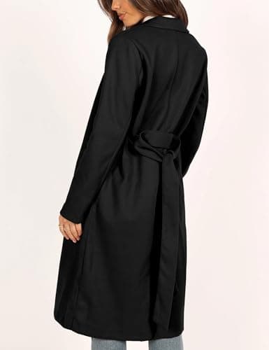IDEALSANXUN Women's Long Wool Notch Lapel Trench Coat