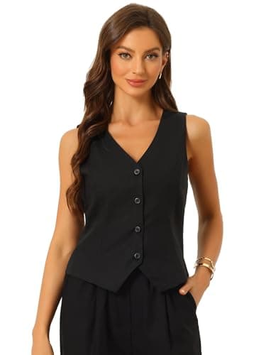 Allegra Linen Vest for Women's Summer Fashion V-Neck Crop Top — Black