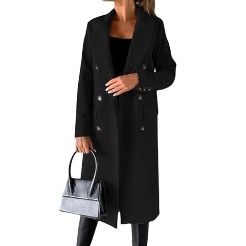 Beko Women's Slim Fit Windproof Trench Coat Wool Blend — X004-black
