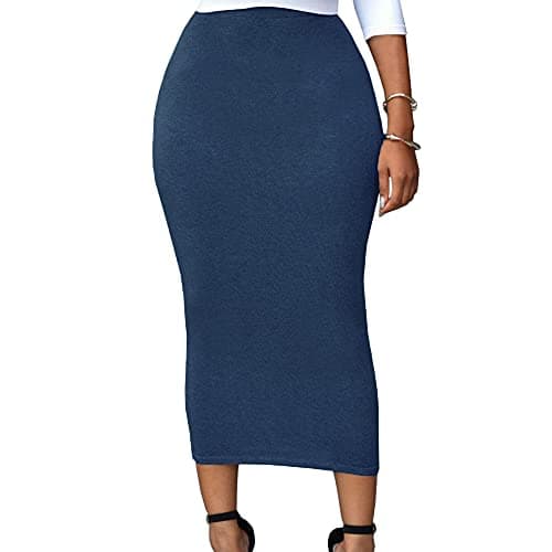 Lrady Women's High Waist Slim Maxi Pencil Skirts for Night Out Party — Blue
