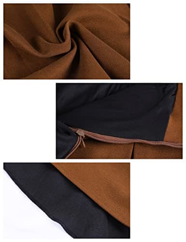 Tanming Women's Winter High Waist Pleated Wool Midi Skirt with Belt Loops