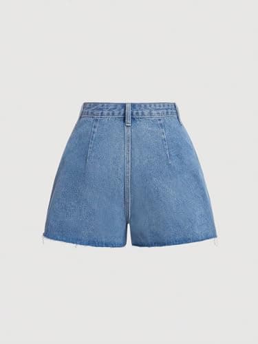 High Waisted Wide Leg Denim Shorts