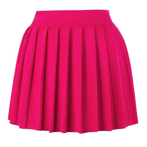 COOUFE Women's Sexy Pleated Mini Skater A-line Skirt — Rose