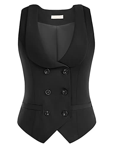 Belle Poque Women's Double Breasted Waistcoat with Vintage Lapel Collar & 2 Pockets