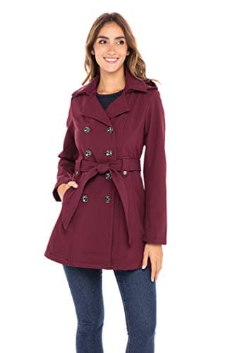 Sebby Collection Women's Soft Shell Trench Coat with Hood