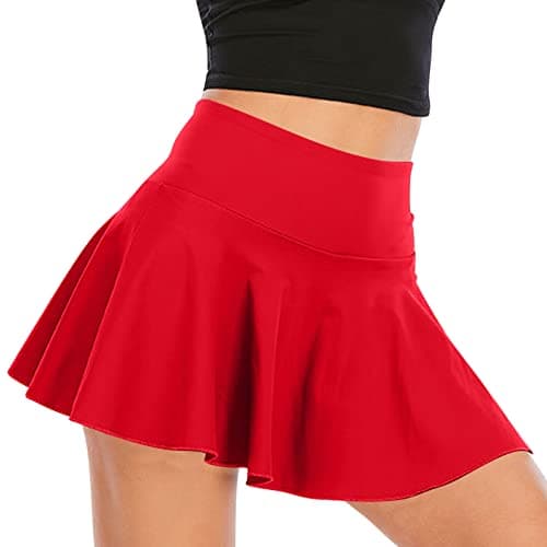 Women's Tennis Golf Skirts with Pockets & Inner Shorts — 1-red