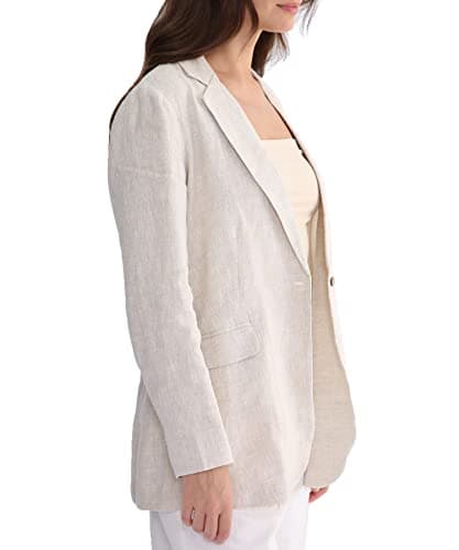 Amazhiyu Women's Pure Linen Long Sleeve Office Blazer Jackets