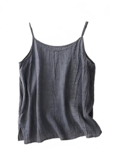 Women's Summer Sleeveless Linen Camisole Tops — Dark Blue