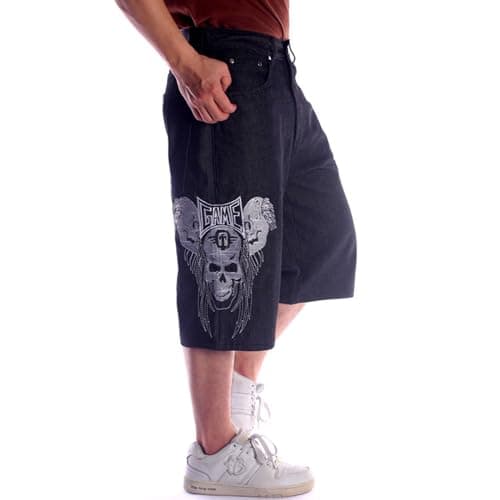 POOPMOOM Men's Casual Baggy Denim Jorts Jeans Skateboard Cargo Shorts
