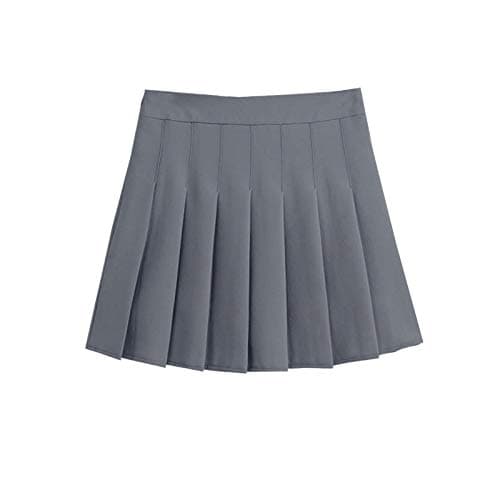 ZHANCHTONG Women's High Waist A-Line Pleated Mini Tennis Skirt — Grey