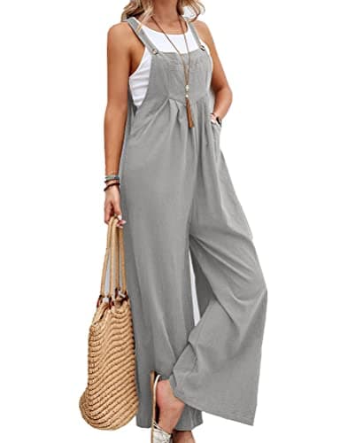 Wide Leg Overalls for Women — Grey