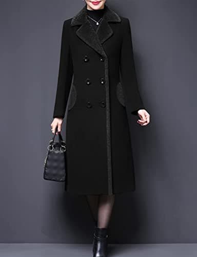Women's Wool Peacoat with Fur Collar by IDEALSANXUN