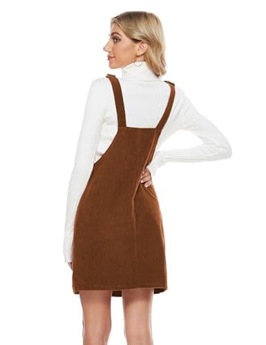 Tanming Women's Corduroy A-Line Cute Pinafore Bib Overall Mini Dress Skirt