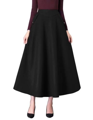 Ylingjun Warm Elastic High-Waisted Wool Skirt — Pure Black