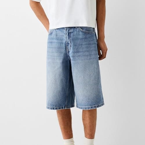 Winioder Men's Casual Baggy Jeans Shorts Wide Leg Denim Jorts
