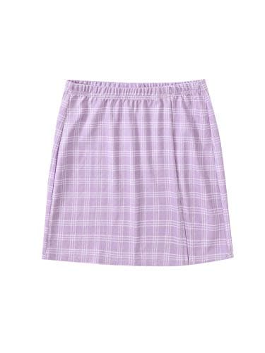 Floerns Women's High Waisted Mini Plaid Split Hem Casual Skirt — Lilac Purple