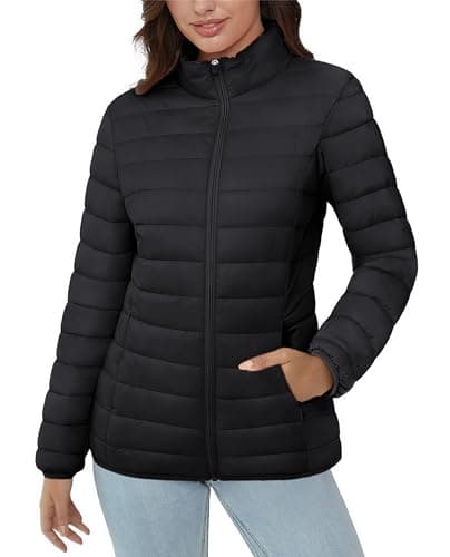 Women's Lightweight Quilted Puffer Jacket with 4 Pockets