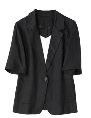 Short Sleeve Linen Blazer Casual Lightweight Suit Jackets