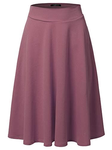 SSOULM Plus Size High Waist Flare Midi Skirt — Ssk004_lavender