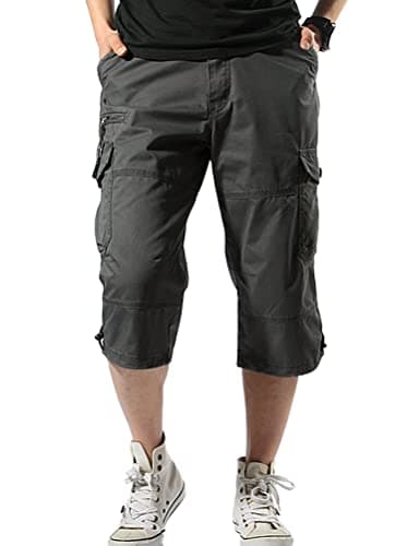 Long cargo shorts for men — Grey