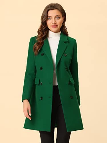 Allegra K Women's Elegant Notched Lapel Winter Trench Coat