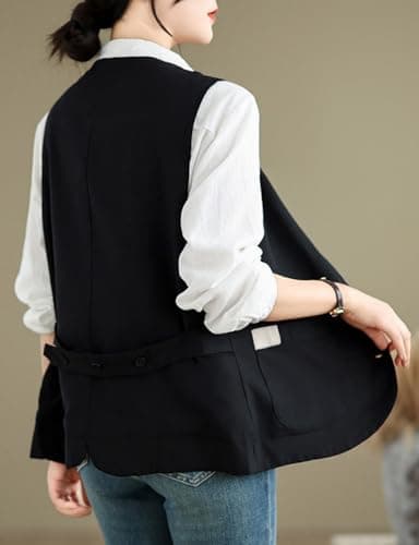 IDEALSANXUN Women's Linen Vest Lightweight Spring Summer Blazer