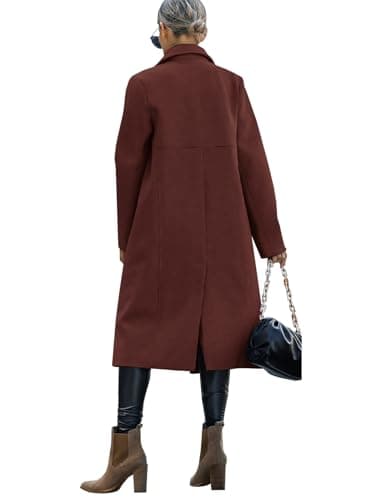 Saodimallsu Women's Trench Coat Winter Long Pea Coat Casual Office Overcoat with Pockets