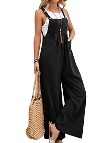 Wide Leg Overalls for Women — Black