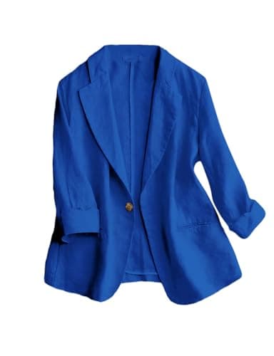 2024 Linen Blazer Women Lightweight Summer Jackets — Royal Blue