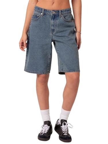 Alyweatry Y2K Loose Denim Bermuda Shorts for Women — Washed Blue